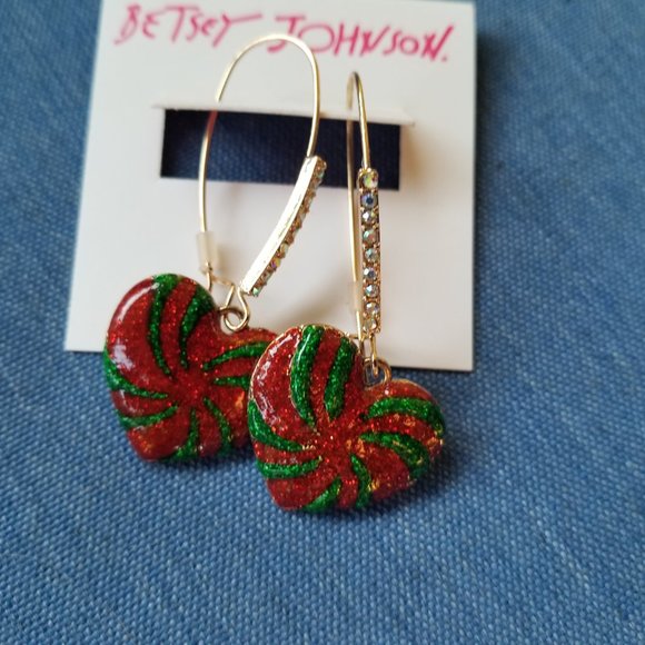 Betsey Johnson Jewelry - Betsey Johnson Holiday Christmas Heart Earrings - NWT